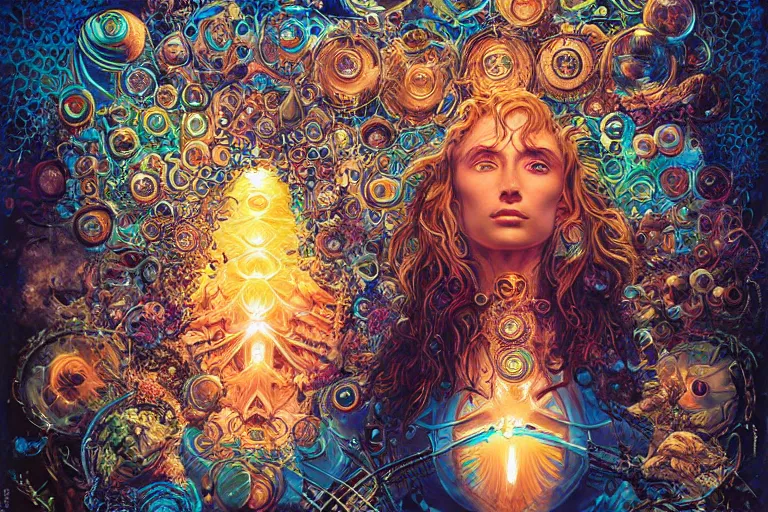 Image similar to raver by artgerm, steve argyle, ernst haeckel, david a. hardy, oyama kojima, phil koch, annie leibovitz, benoit mandelbrot, dan mumford, bruce pennington, mimmo rotella