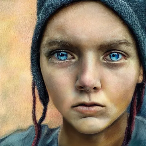 Image similar to high quality high detail portrait by denise bellon, hd, intense unsettling look in the eyes, photorealistic lighting