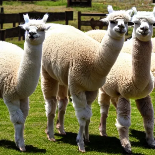 Prompt: <picture quality=hd+ mode='attention grabbing'>The dawn of the age of alpacas</picture>