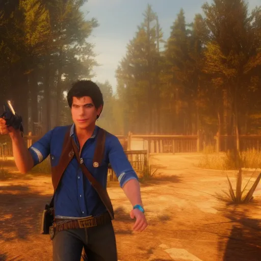 Image similar to Film still of Percy Jackson, from Red Dead Redemption 2 (2018 video game)