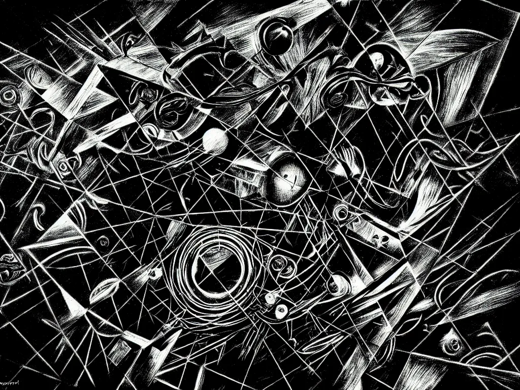 Image similar to highly detailed photo of chaos theory, trending on deviantart, neo surrealism, sharp focus, black and white pallete octane, masterpiece, art by max ernst