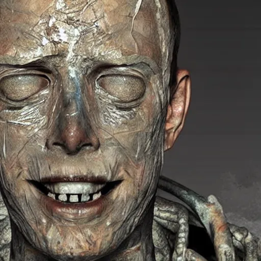 Prompt: mummified elon musk found in the ruins of his pyramid in the year 3 2 4 1