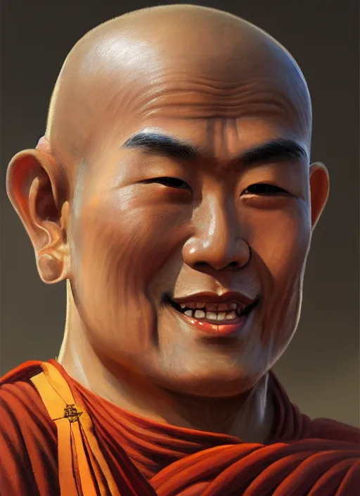 Prompt: smart tai buddhist monk, sukothai, closeup portrait, without beard and mustache, historical hero, ethnic group, tai costume, intricate, elegant, loin cloth, highly detailed, oil painting, artstation, concept art, matte, sharp focus, illustration, hearthstone, art by earl norem