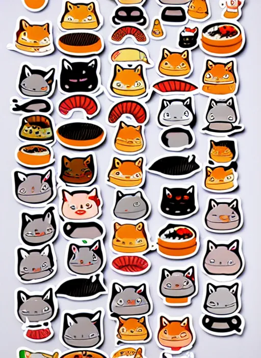 Image similar to sushi cats sticker sheet