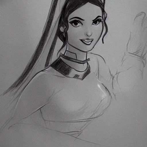 Image similar to milt kahl sketch of victoria justice as princess padme from star wars episode 3