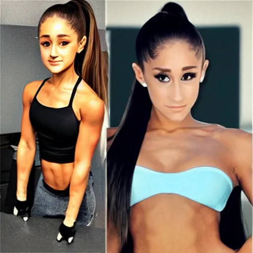 Image similar to buffed strong ariana grande