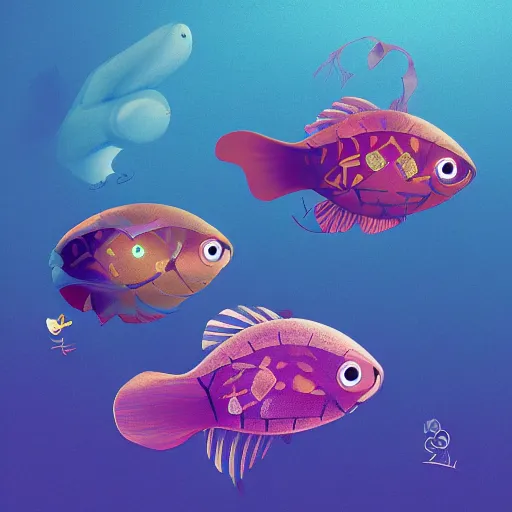 Image similar to Weird Fishes & Arpeggi, Digital Art, Trending on Artstation