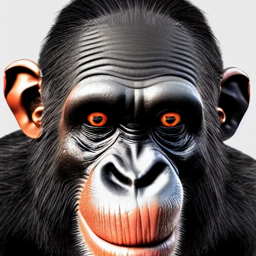 Image similar to a high detail shot of a chimp wearing a suit, smoking, unreal engine