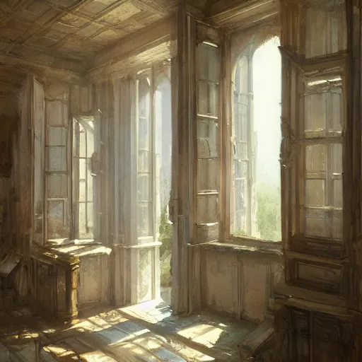 Image similar to concept art, french windows, by james gurney, greg rutkowski, john howe, artstation