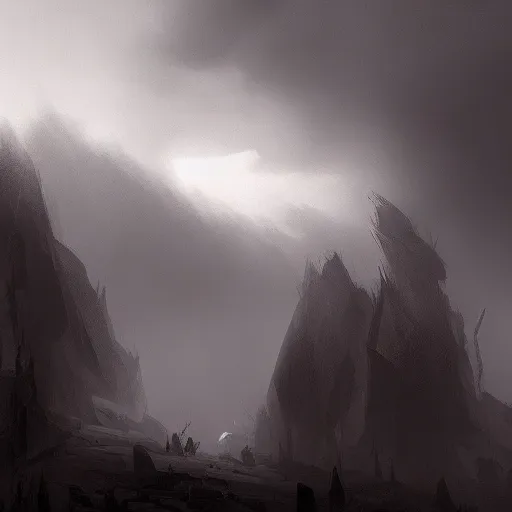 Image similar to deep dark fog of the west, trending on artstation, hiroaki tsutsumi style