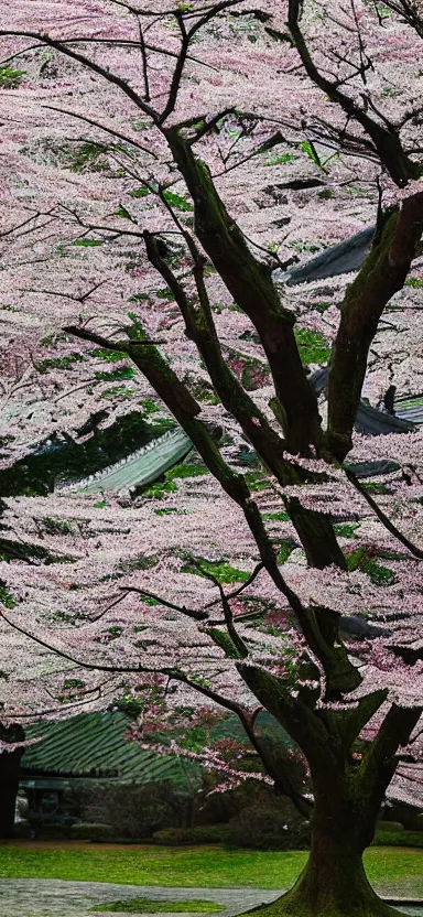 Image similar to “ a portrait photo of tyrannosaurus at a sakura tree, side shot, by shunji dodo, 8 k resolution, high quality ”