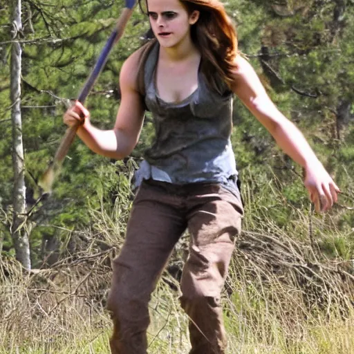 Image similar to emma watson catching sasquatch