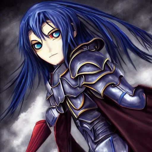 Image similar to gloomy stoic armor painted in the style of fate stay night, digital painting, highly detailed, colorful