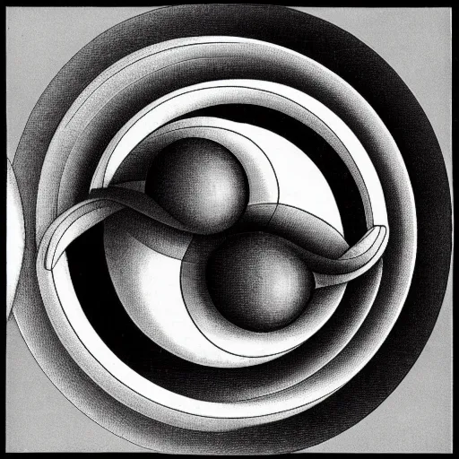 Image similar to double planetoid by mc escher