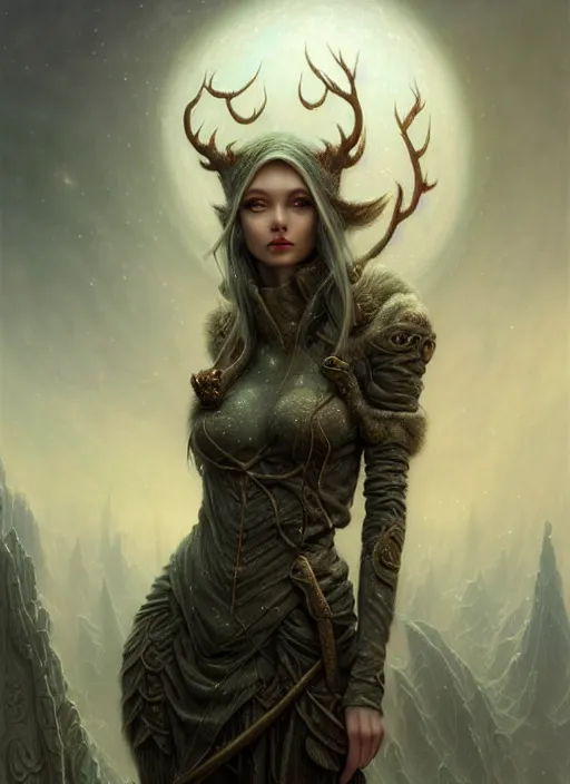 Image similar to portrait shot of a snow elf in a scenic dystopian environment, intricate, elegant, highly detailed, centered, digital painting, artstation, concept art, smooth, sharp focus, illustration, artgerm, tomasz alen kopera, peter mohrbacher, donato giancola, joseph christian leyendecker, wlop, boris vallejo