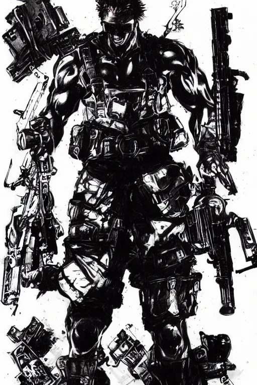 Image similar to punished duke nukem concept art by yoji shinkawa, felt tip pen