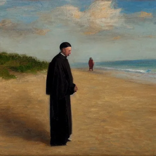 Prompt: A priest on the beach, Falter John Philip