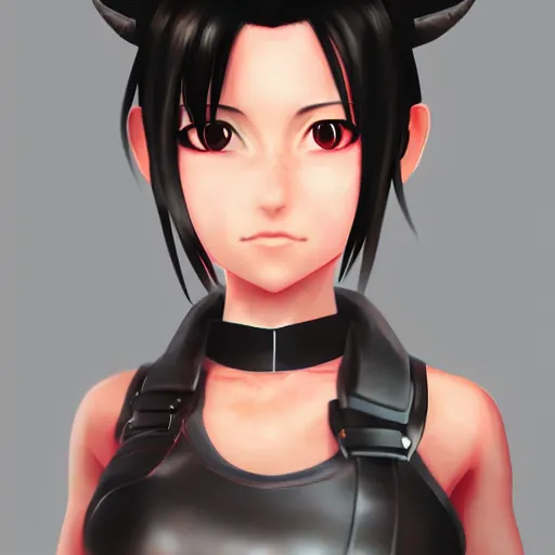 Prompt: digital art of tifa lockhart with pink eyes, trending on artstation