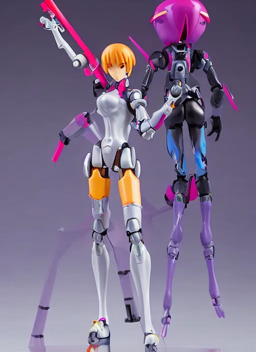 Image similar to toy design,Girl in mecha cyber Armor, portrait of the action figure of a girl, with bare legs， holding a weapon，in the style of NEON GENESIS EVANGELION， anime figma figure, studio photo