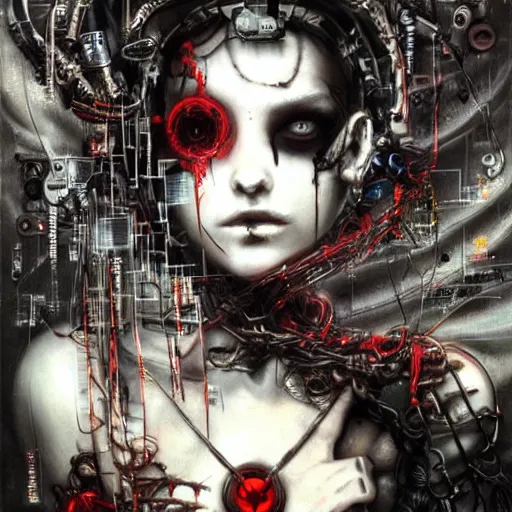 Image similar to depraved cybernetic vampire trapped in circuitry, intricate detail, miro, royo, whealan,