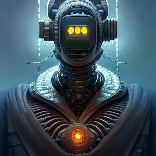 Image similar to low angle shot of a cyberpunk gazmask robot character, intricate, elegant, highly detailed, centered, digital painting, artstation, concept art, smooth, sharp focus, illustration, artgerm, Tomasz Alen Kopera, Peter Mohrbacher, donato giancola, Joseph Christian Leyendecker, WLOP, Boris Vallejo