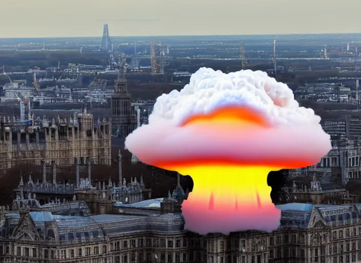 Prompt: nuclear mushroom cloud over london