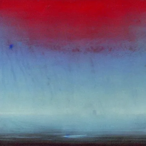 Image similar to the epic abstract painting'blue arctic void with black and red aurora borealis above rogers - post site ', by caspar david friedrich!!!, by rothko!!!, stunning masterpiece, trending on artstation