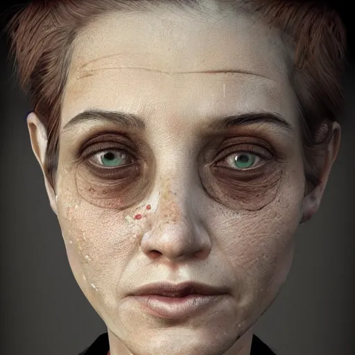 Image similar to horribly deformed ultrarealistic highly detailed portrait in the style of layers of fear