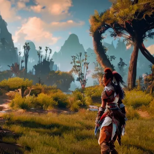 Image similar to rihanna in horizon zero dawn ( 2 0 1 7 ), 8 k wide shot