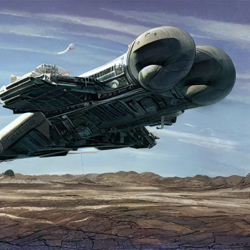 Image similar to scout spaceship with 100-ton hull used for exploration survey and courier duties, peter elson, chris foss