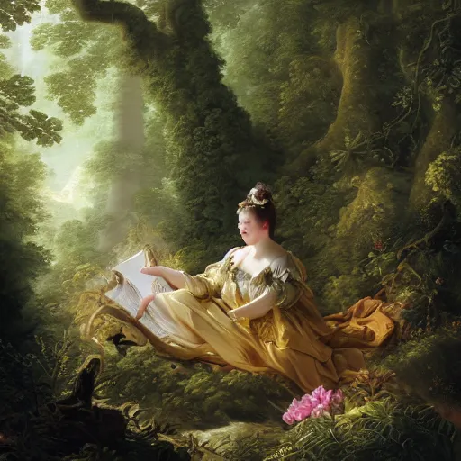 Prompt: an 1800's admiral in the forest, Fantasy atmospheric lighting, digital painting, hyperrealistic, François Boucher, Oil Painting, Cozy, natural light, lush plants and flowers, visually crisp & clear, Volumetric Golden dappled dynamic lighting, Regal, Refined, elegant, bright clouds, luminous stellar sky, outer worlds, cognitive Coherence cohesion character illustration, photorealistic, Vivarium, Theophanic atmosphere, michael whelan, William-Adolphe Bouguereau, Michael Cheval, Crisp hd resolution, Digital Art, hyperdetailed, artstation, cgsociety, Highly Detailed, Cinematic Lighting, HD resolution, unreal 5, DAZ, hyperreality, octane render, Unreal Engine