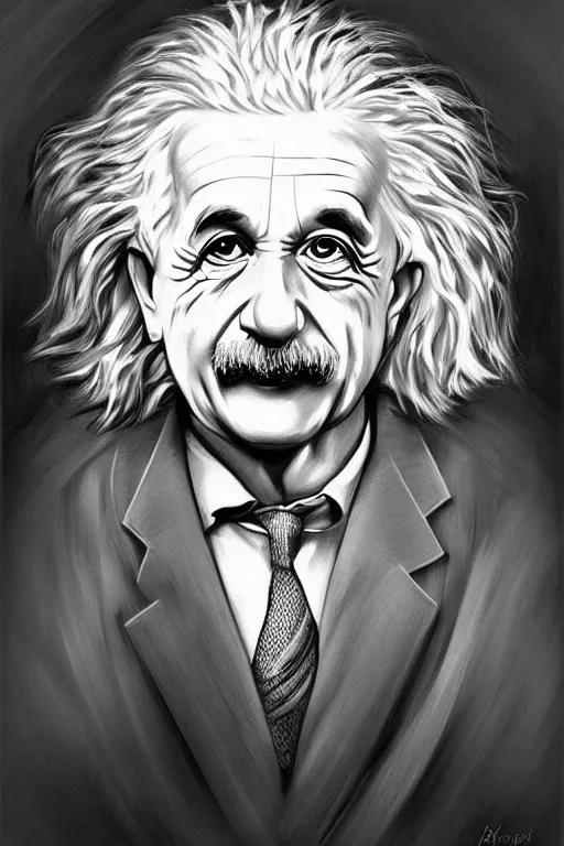 Image similar to intricate portrait of albert einstein in the style of charlie bowater