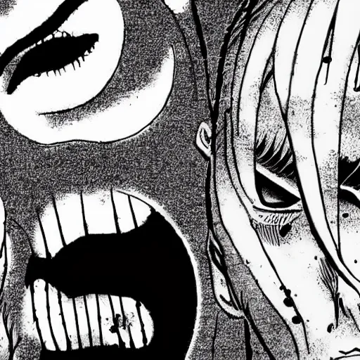 Image similar to a horror movie in a junji ito art style, horror manga