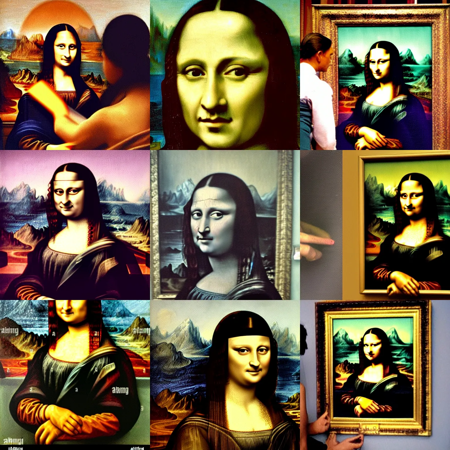 Prompt: adolf hitler painting mona lisa on a canvas