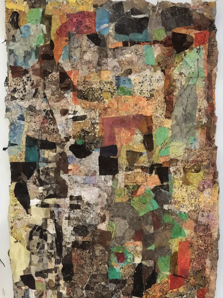 Image similar to mixed media collage by eileen agar, natural earthy color tones