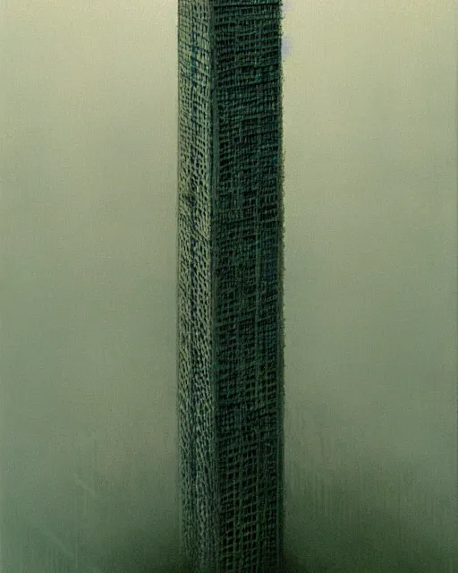 Prompt: A massive skyscraper, Zdzislaw Beksinski, hyperrealistic, 8K, matte painting