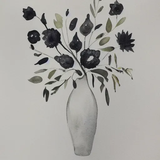 Image similar to monochrome watercolor high vase with dry flowers