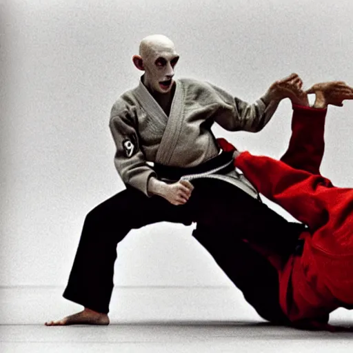 Image similar to portrait of nosferatu is making judo, sport photography