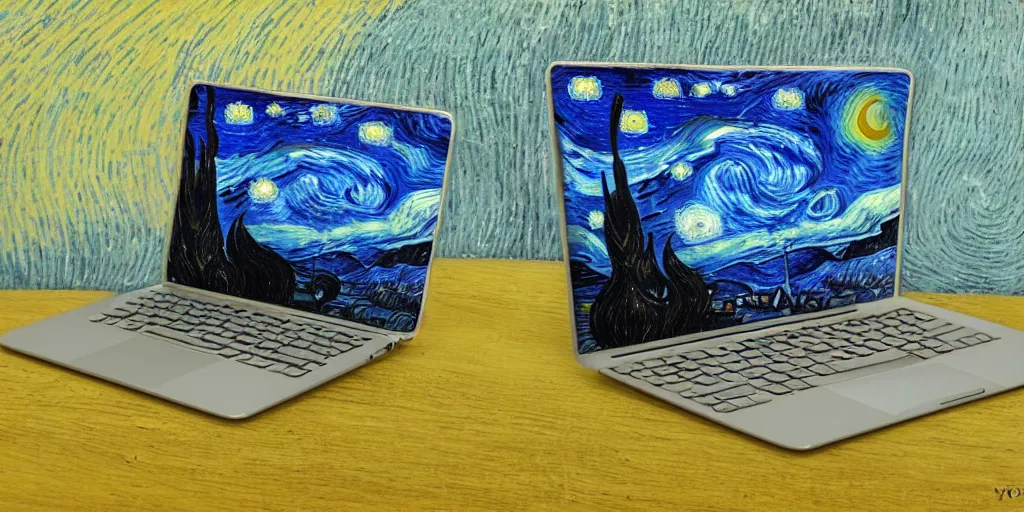 Prompt: the macbook, by vincent van gogh