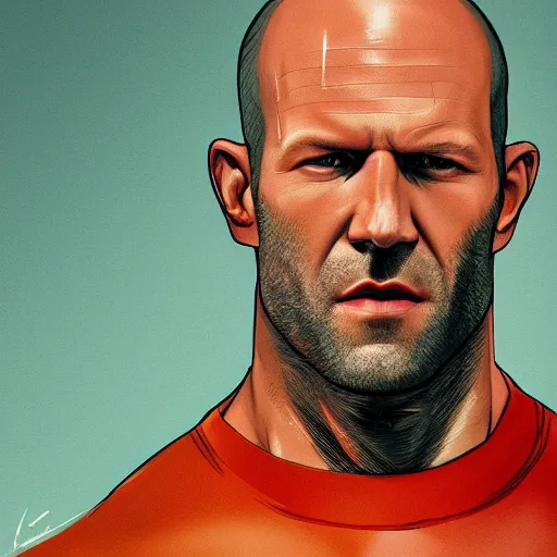 Image similar to jason statham, zoom, james jean, artstation 8 k