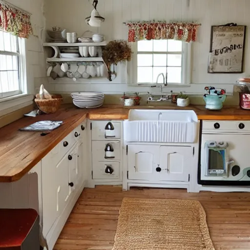 Prompt: a cute country bunny's cottagecore style kitchen