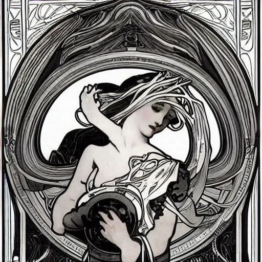 Image similar to lovecraftian by alphonse mucha