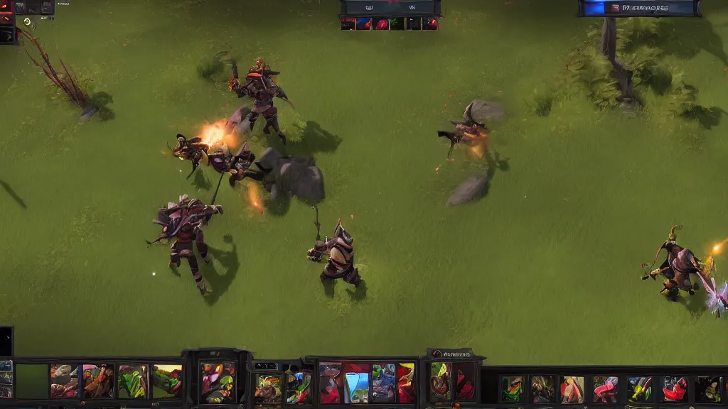 Prompt: Dota 2 hero Sniper is farming, Dota 2 Screenshot