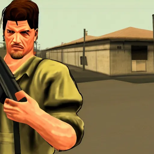 Prompt: solid snake in gta san andreas
