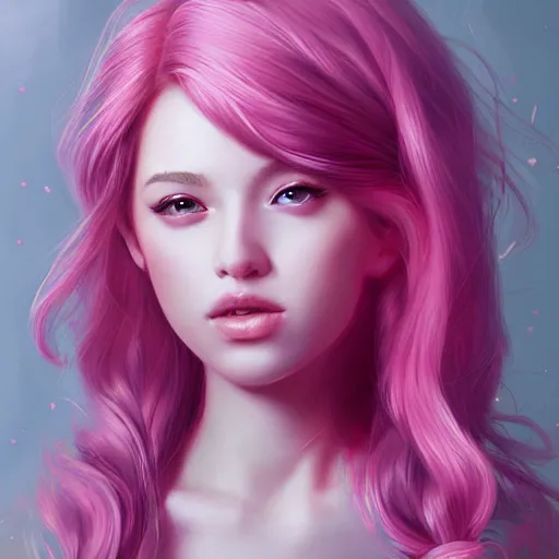 Image similar to teen girl, pink hair, gorgeous, amazing, elegant, intricate, highly detailed, digital painting, artstation, concept art, sharp focus, illustration, art by Ross tran and artgerm