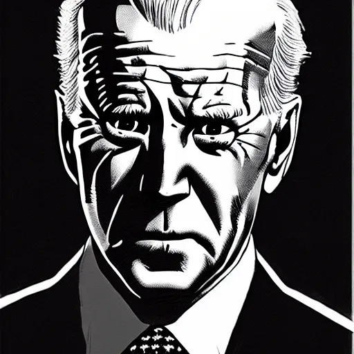 Image similar to Joe Biden looking sinister, by Tsutomu Nihei, highly detailed