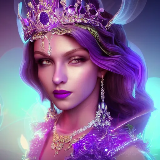 Image similar to portrait princess of amethyst, glowing, ornate and intricate purple jewelry, jaw dropping beauty, glowing background lighting, purple accent lighting, hyper detailed, fairy tale, 4 k octane render