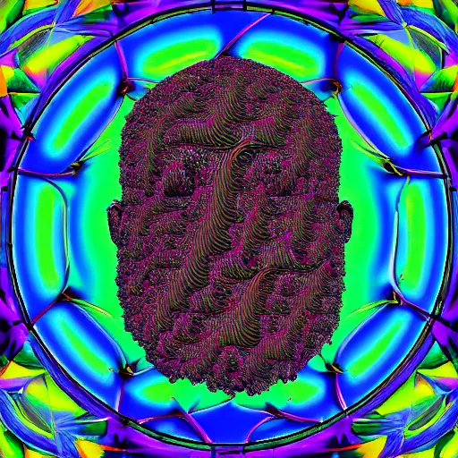 Prompt: Philosophical abstract art. Profile picture. Digital art. 8k resolution. Bald with beard. Mathematical. Fractal. Psychedelic.