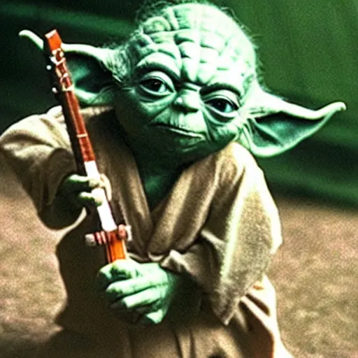 Image similar to yoda performing at woodstock