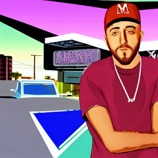 Prompt: mac miller, in gta vice city